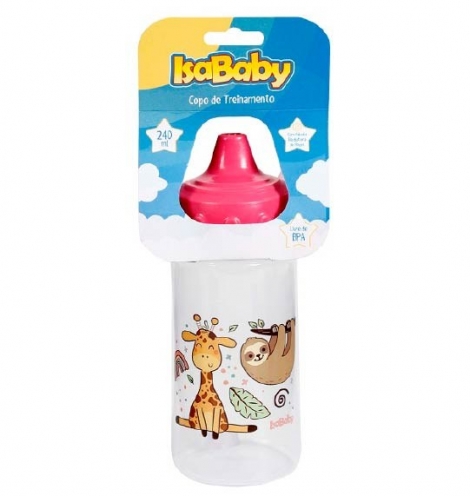 Isababy Copo Treinamento Zoo Ref04027 Rosa 240Ml$