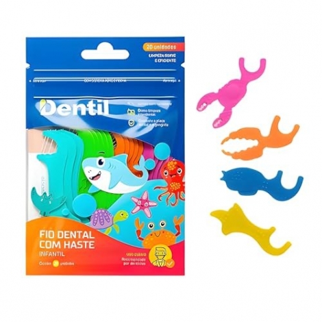 Fio Dental Dentil Kids Com Haste 20 Unidades$
